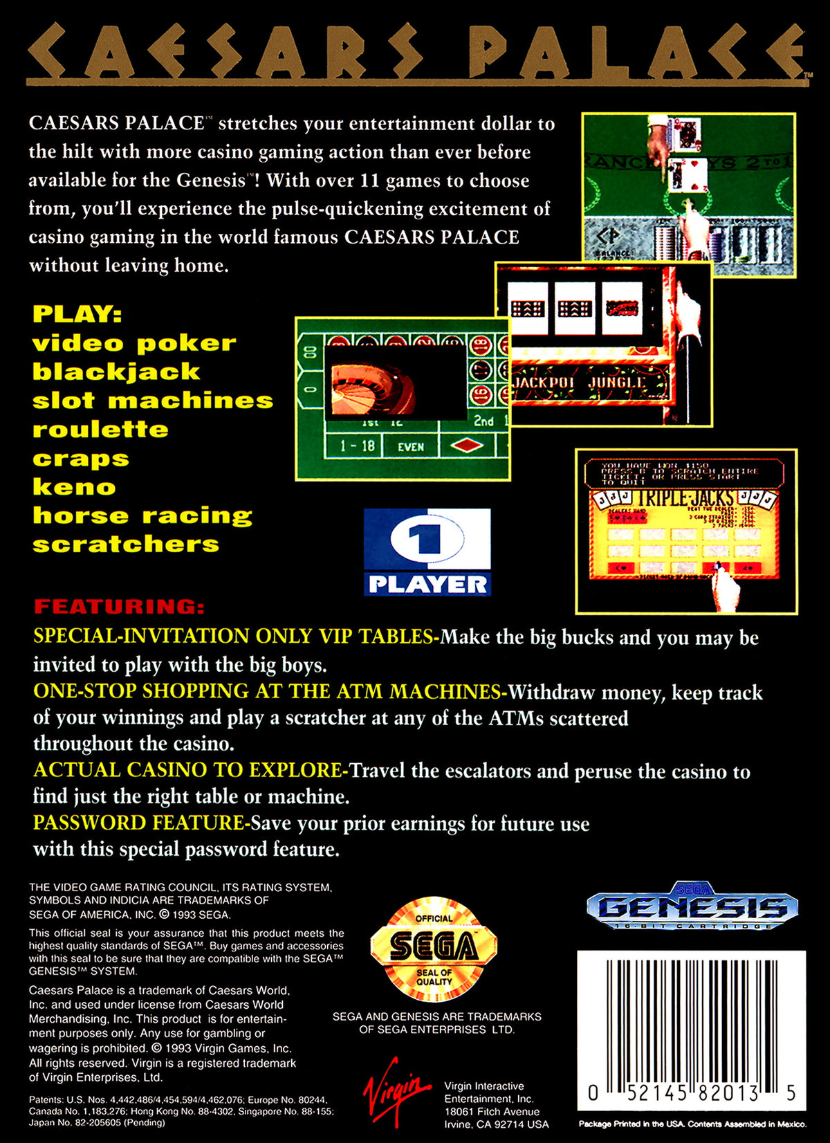 
Caesars Palace | Genesis | back cover 1