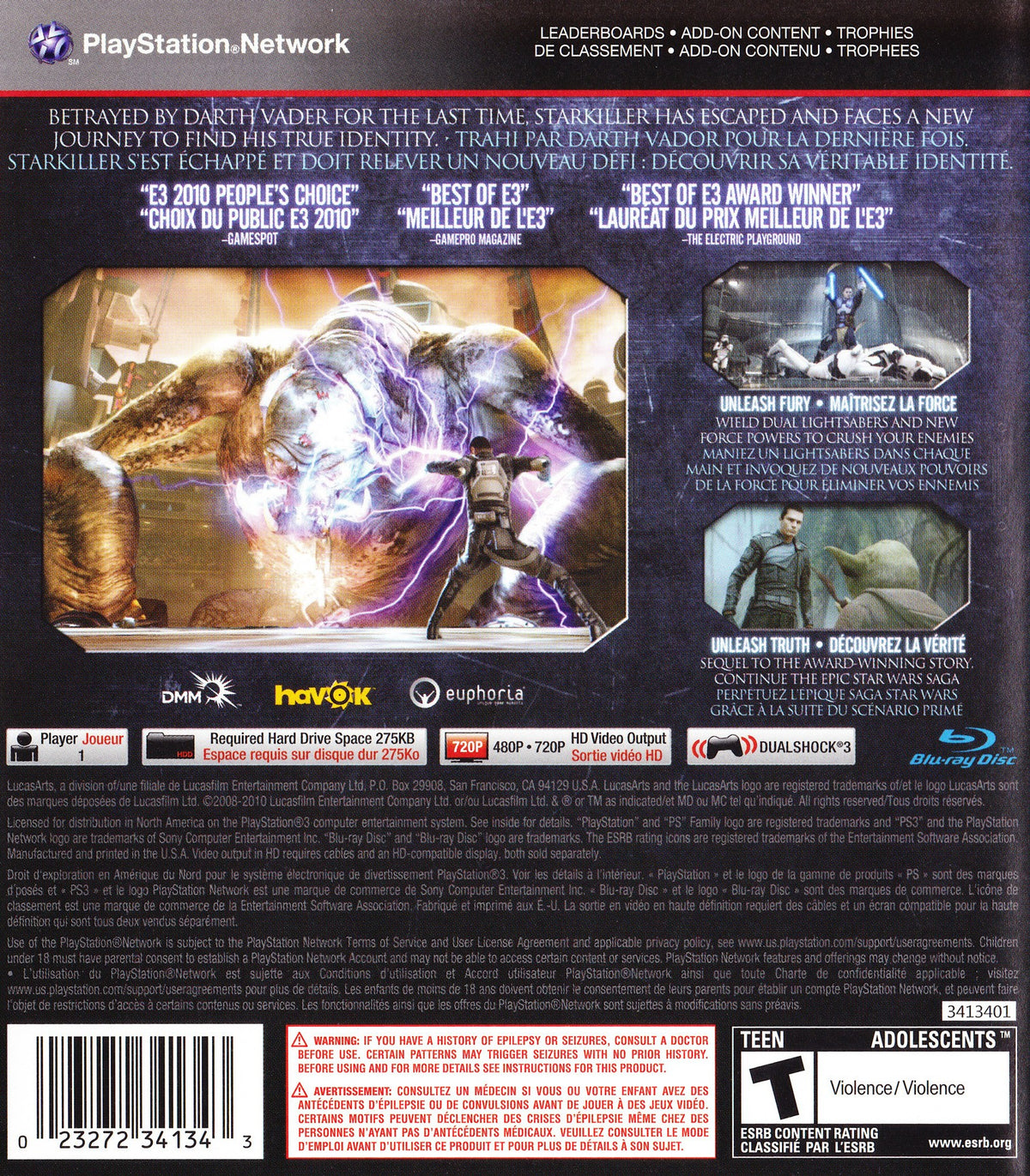 
Star Wars: The Force Unleashed II | PlayStation 3 | back cover 1