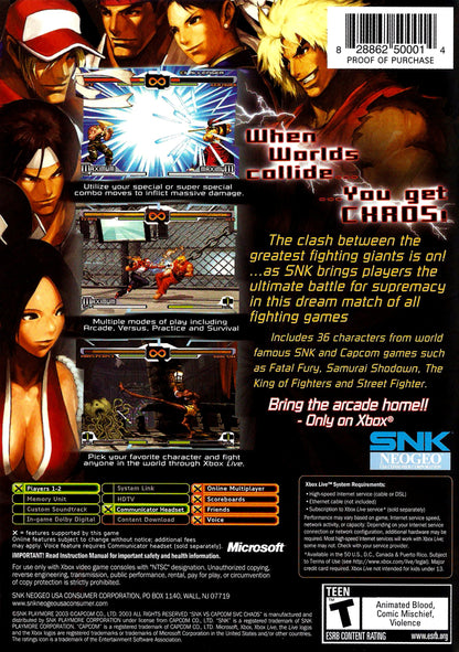 
SVC Chaos: SNK vs. Capcom | Xbox | back cover 1