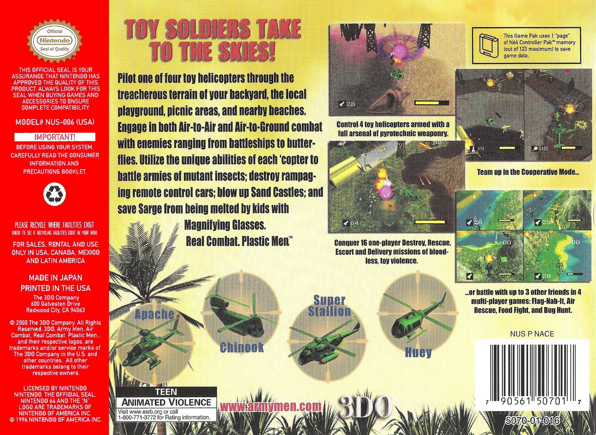 
Army Men: Air Combat | Nintendo 64 | back cover 1