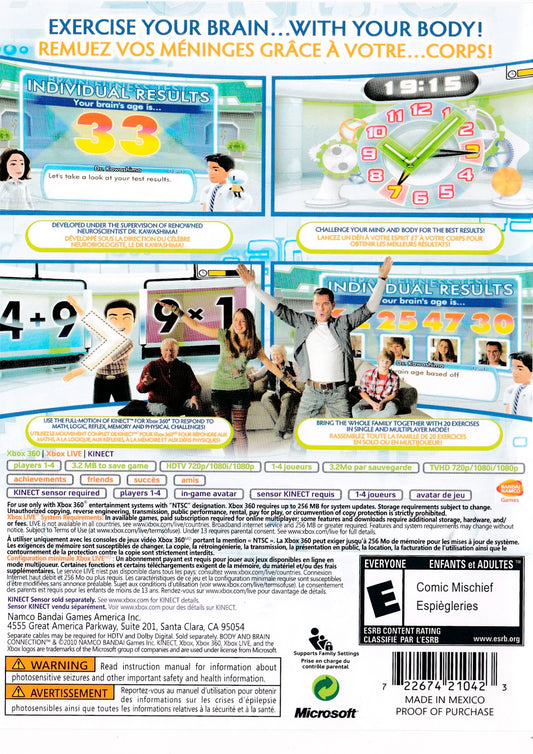 
Body and Brain Connection | Xbox 360 | back cover 1 | Region: North America | Source: LaunchBox