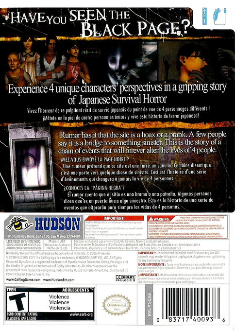 
Calling | Wii | back cover 1
