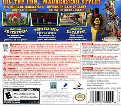 
Madagascar 3: The Video Game | Nintendo 3DS | back cover 1 | Region: North America | Source: LaunchBox
