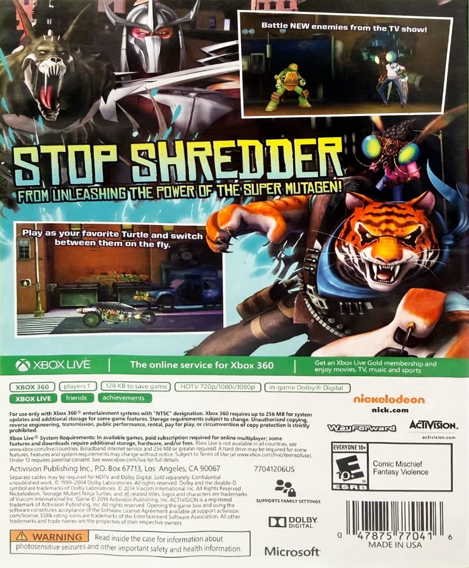 
Teenage Mutant Ninja Turtles: Danger of the Ooze | Xbox 360 | back cover 1
