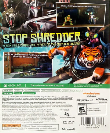 
Teenage Mutant Ninja Turtles: Danger of the Ooze | Xbox 360 | back cover 1