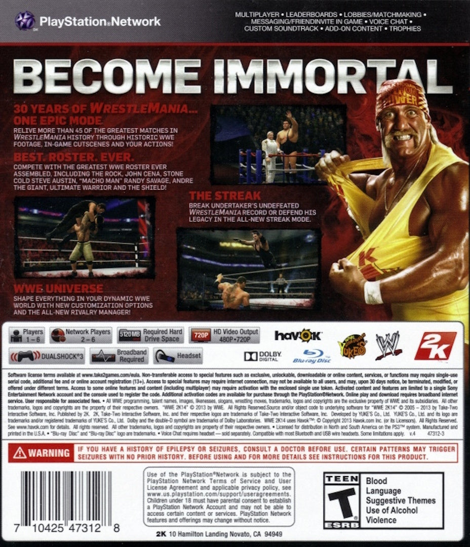 
WWE 2K14 | PlayStation 3 | back cover 1 | Region: North America | Source: LaunchBox