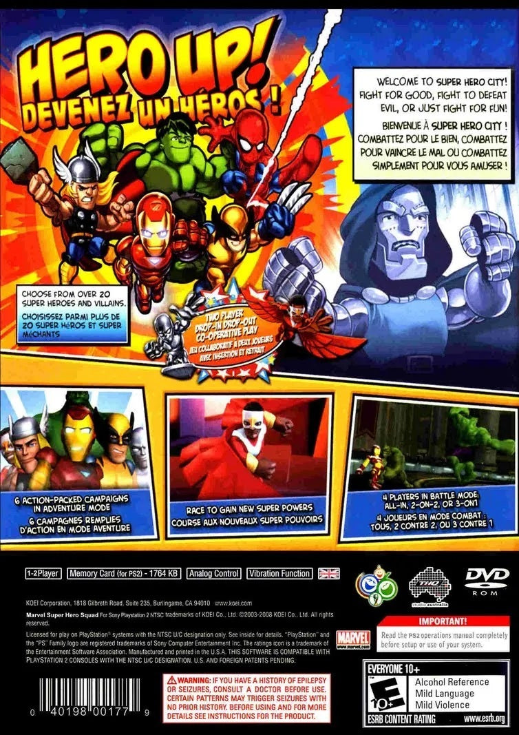 
Marvel Super Hero Squad | PlayStation 2 | back cover 1 | Region: North America | Source: LaunchBox