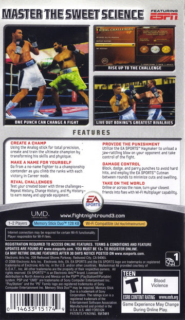 
Fight Night Round 3 | PSP | back cover 1