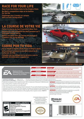 
Need for Speed: The Run | Wii | back cover 1
