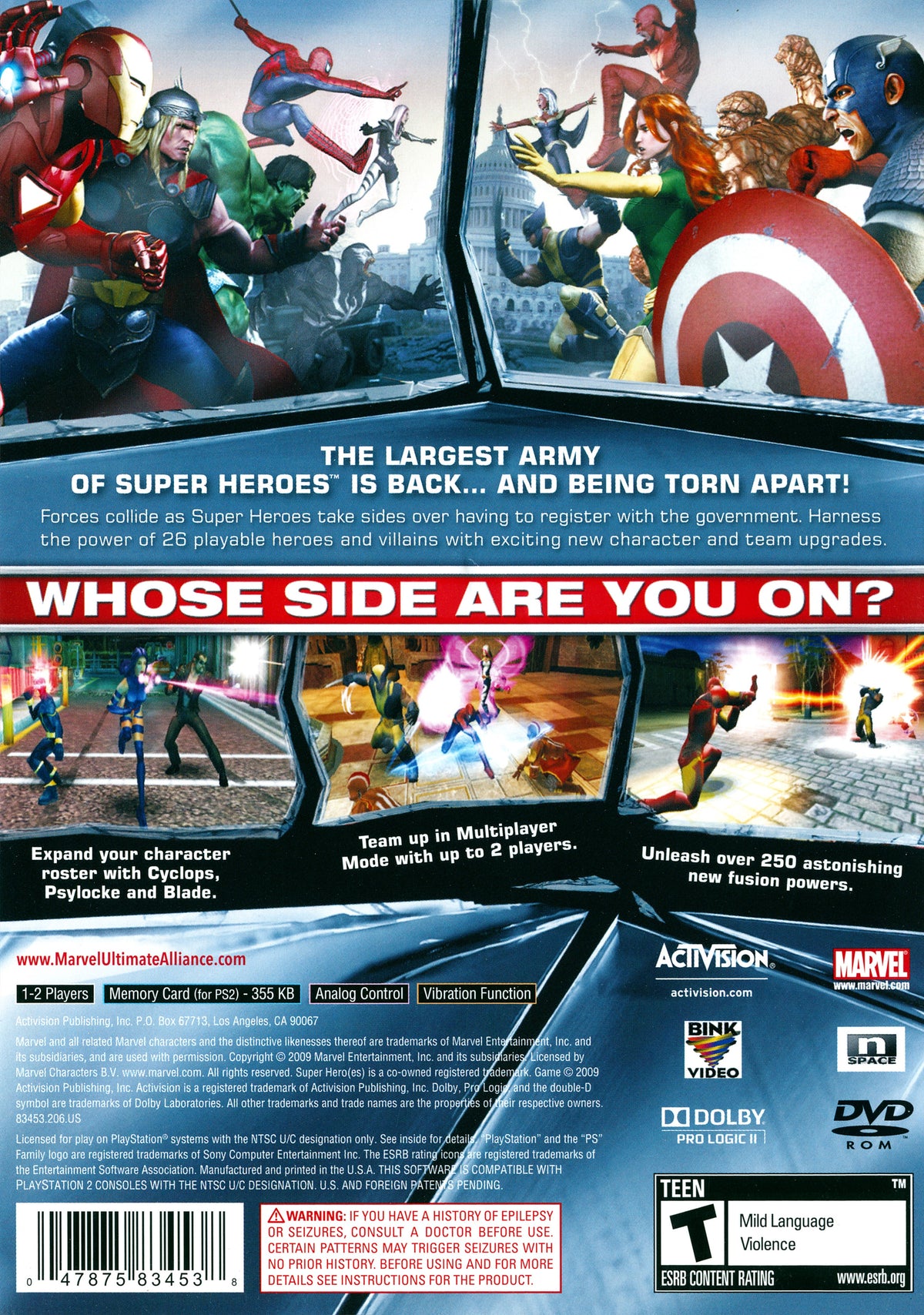 Marvel Ultimate Alliance 2 | PlayStation 2 | back cover 1