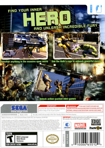 
The Incredible Hulk | Wii | back cover 1