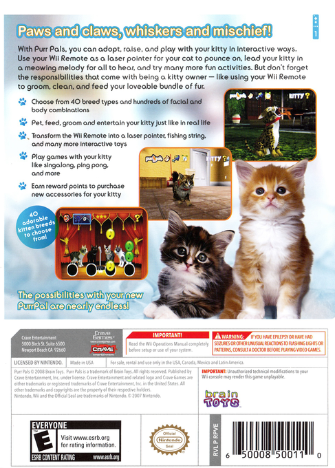 
Purr Pals | Wii | back cover 1