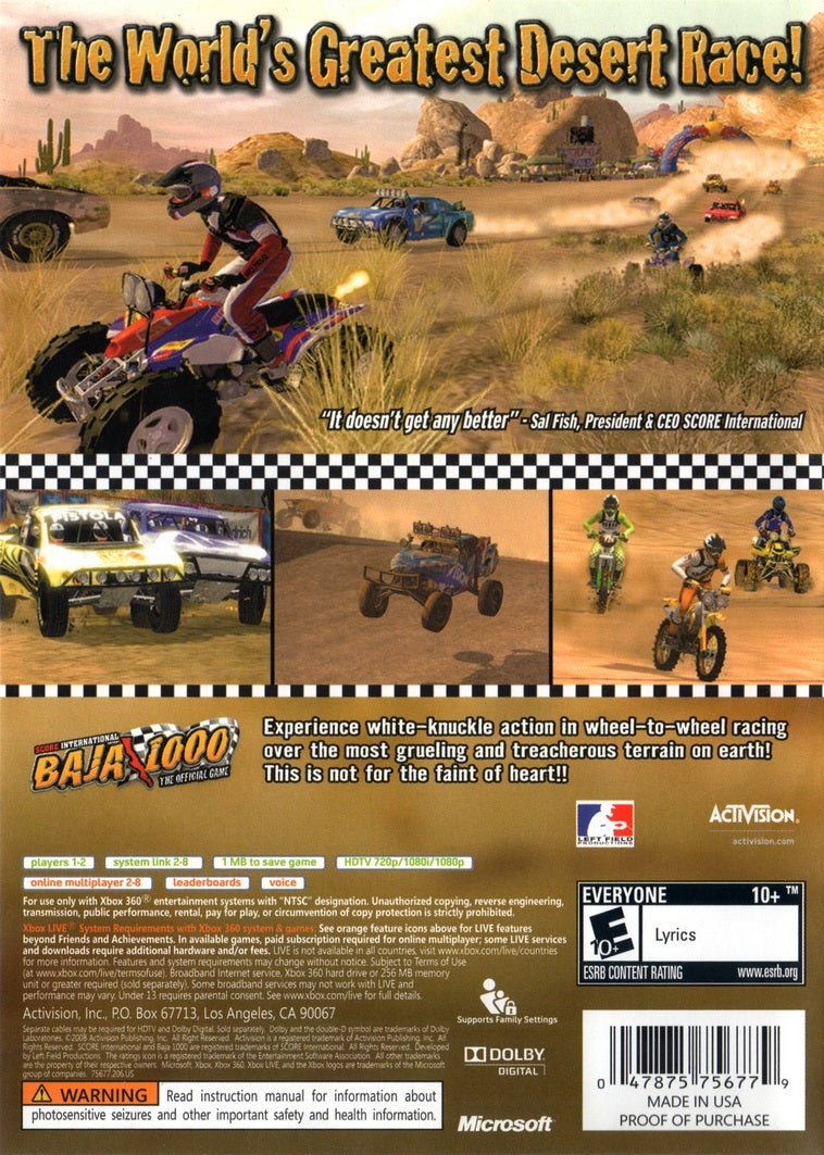 
Score International Baja 1000 | Xbox 360 | back cover 1