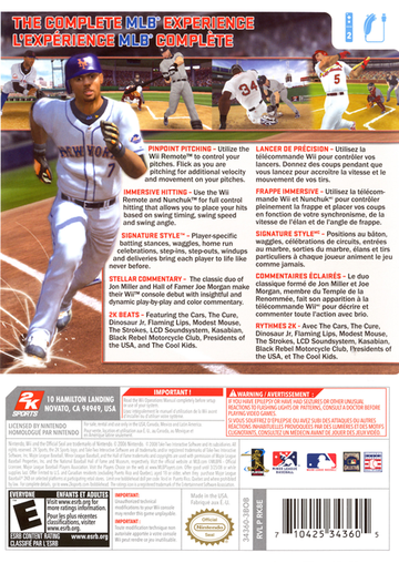 
Major League Baseball 2K8 | Wii | back cover 1