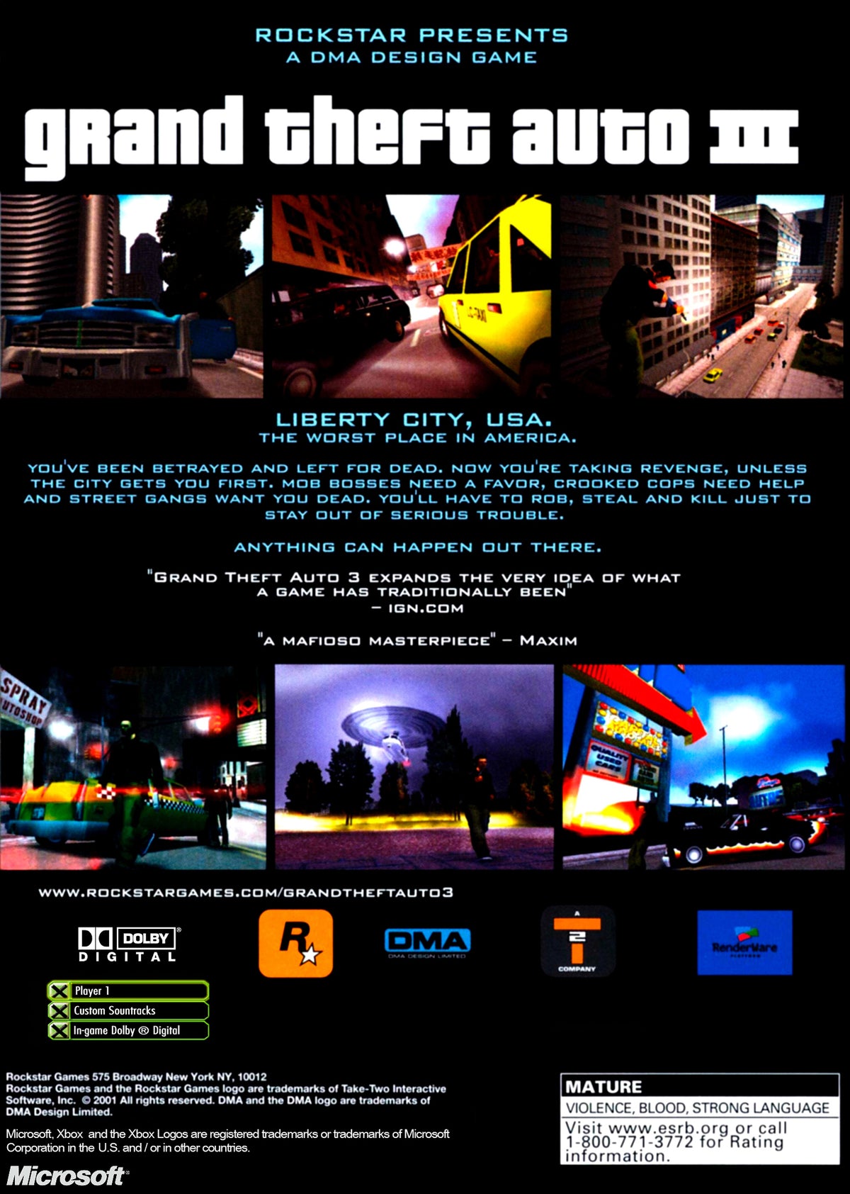 
Grand Theft Auto III | Xbox | back cover 1