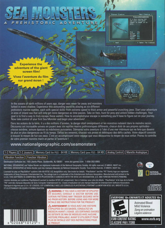 
Sea Monsters: A Prehistoric Adventure | PlayStation 2 | back cover 1 | Region: North America | Source: LaunchBox