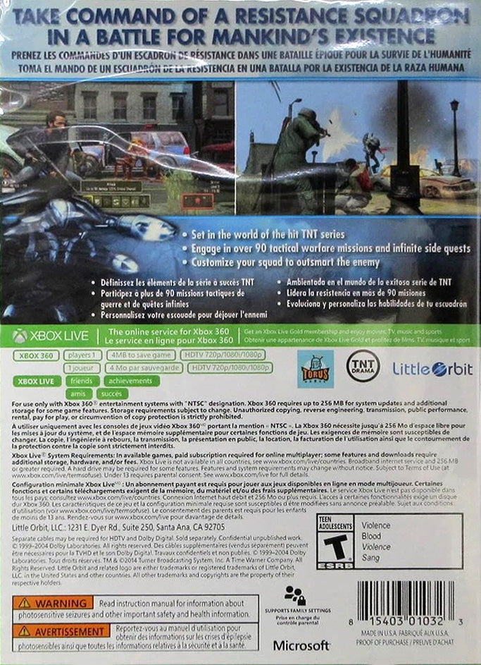 
Falling Skies: The Game | Xbox 360 | back cover 1 | Region: North America | Source: LaunchBox