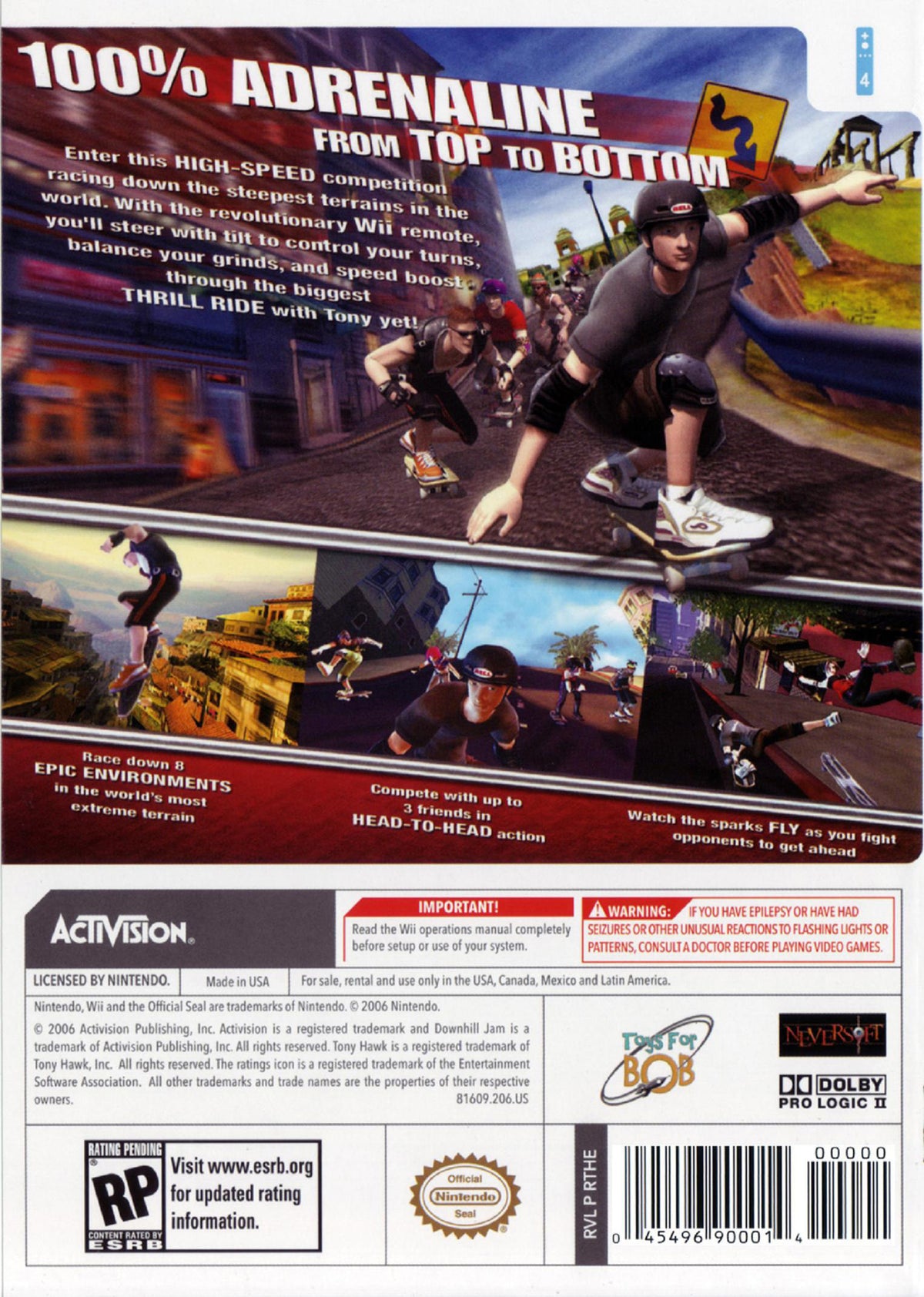 Tony Hawk's Downhill Jam | Wii | back cover 1