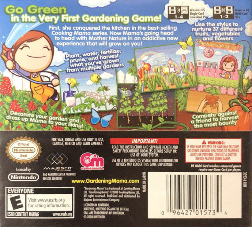 Gardening Mama | Nintendo DS | back cover 1