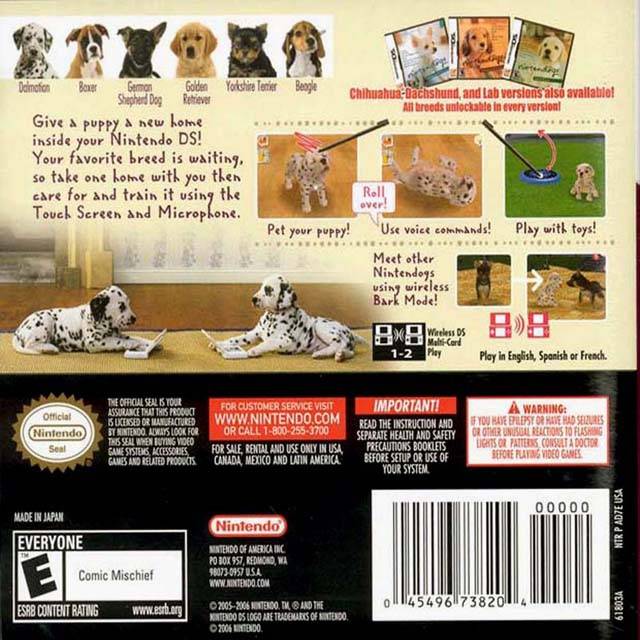 
Nintendogs: Dalmatian & Friends | Nintendo DS | back cover 1