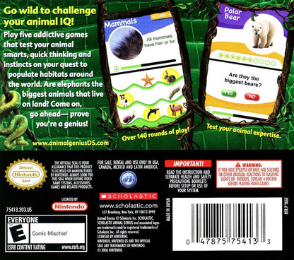 
Animal Genius | Nintendo DS | back cover 1