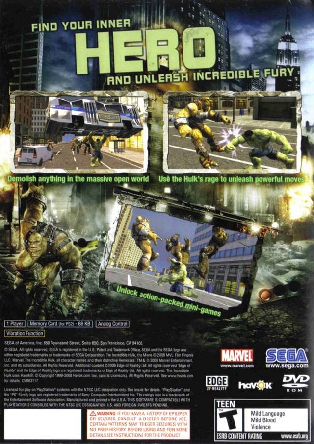 
The Incredible Hulk | PlayStation 2 | back cover 1