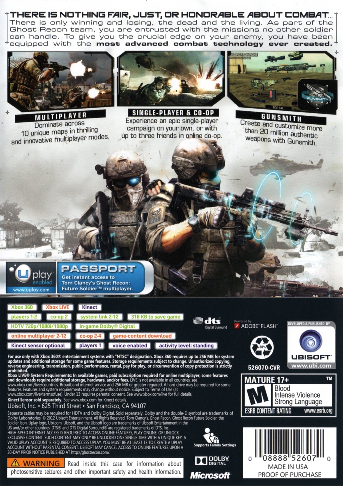 
Tom Clancy's Ghost Recon: Future Soldier | Xbox 360 | back cover 1