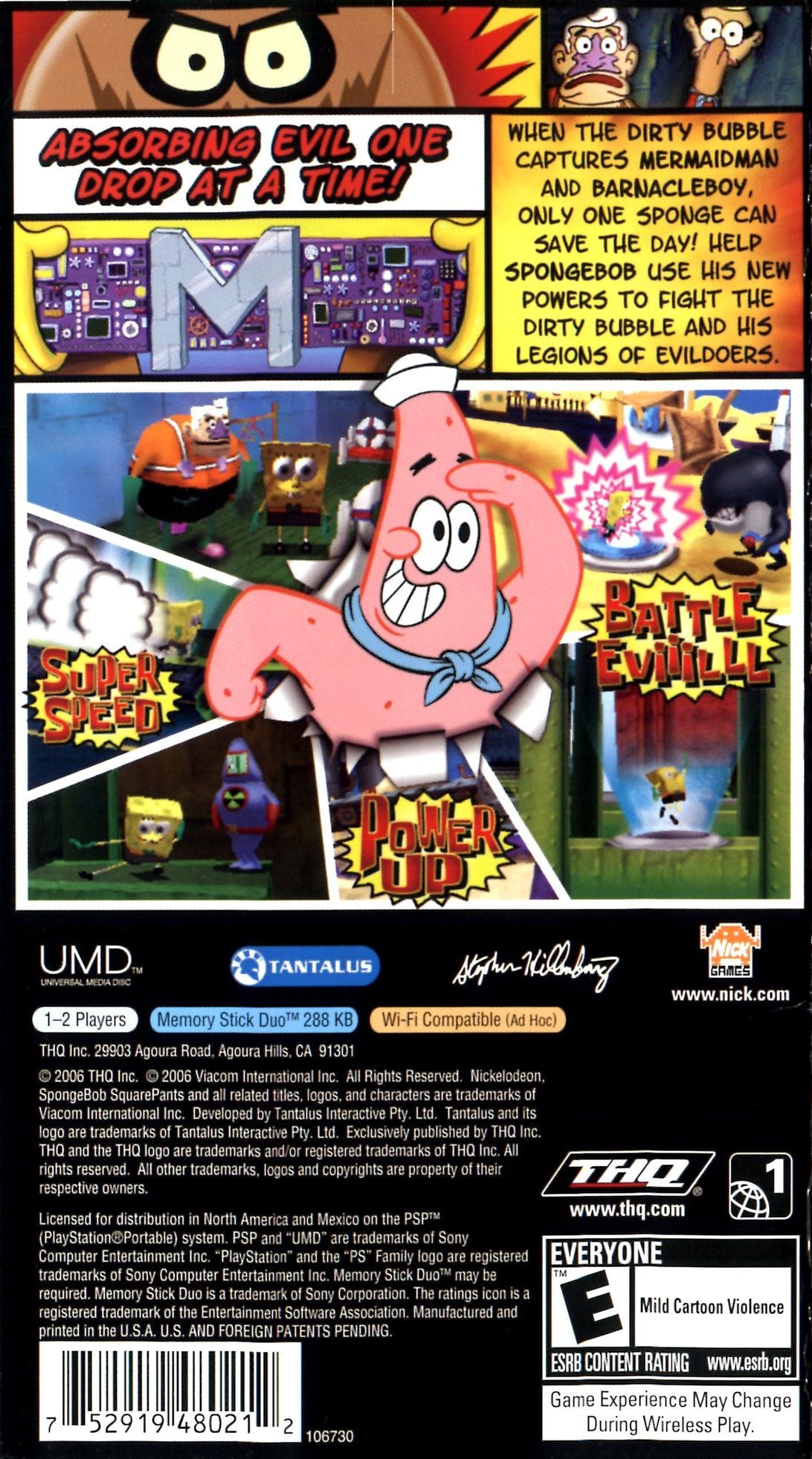 
SpongeBob SquarePants: The Yellow Avenger | PSP | back cover 1