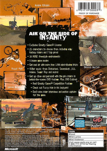 
Gravity Games Bike: Street • Vert • Dirt | Xbox | back cover 1