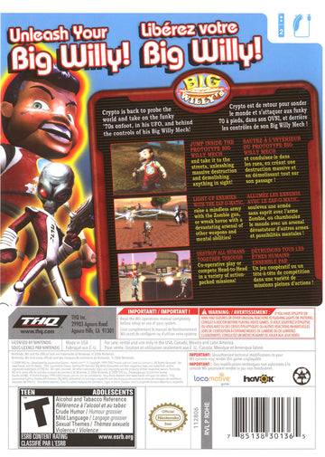 
Destroy All Humans! Big Willy Unleashed | Wii | back cover 1