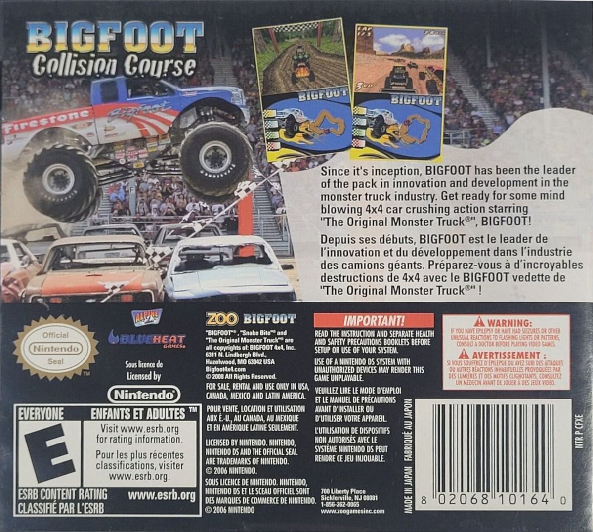 
Bigfoot: Collision Course | Nintendo DS | back cover 1