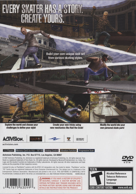 
Tony Hawk's Proving Ground | PlayStation 2 | back cover 1 | Region: North America | Source: LaunchBox