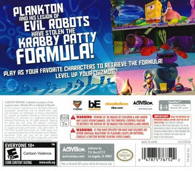 
SpongeBob SquarePants: Plankton's Robotic Revenge | Nintendo 3DS | back cover 1