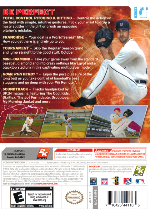 
Major League Baseball 2K12 | Wii | back cover 1