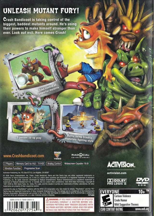 
Crash: Mind over Mutant | PlayStation 2 | back cover 1 | Region: North America | Source: LaunchBox