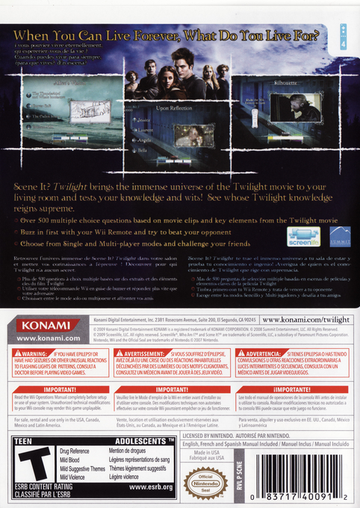 
Scene It?: Twilight | Wii | back cover 1