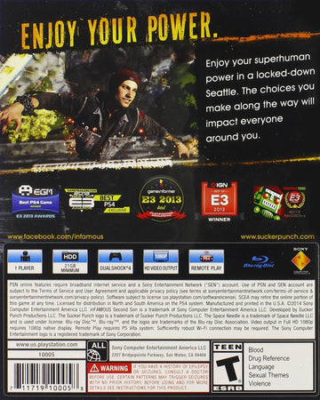 
inFAMOUS: Second Son | PlayStation 4 | back cover 1