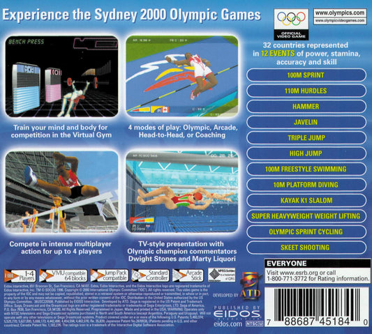 Sydney 2000 | Dreamcast | back cover 1 | region=North America | launchbox-ab018fcf64f2 | source=LaunchBox