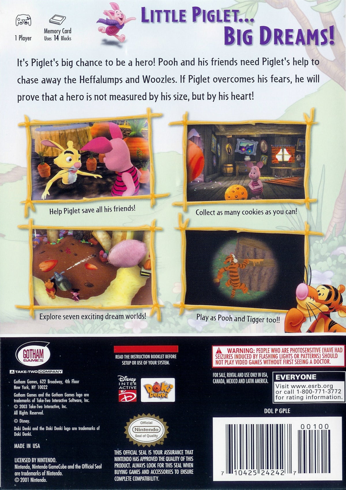 Piglet's Big Game | GameCube | back cover 1
