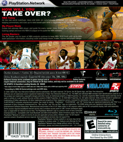 
NBA 2K10 | PlayStation 3 | back cover 1