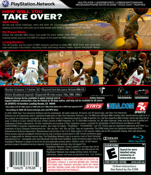 
NBA 2K10 | PlayStation 3 | back cover 1