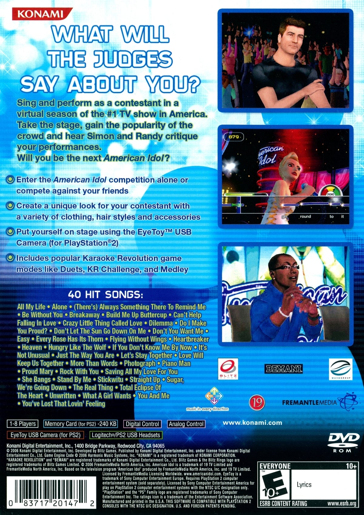 
Karaoke Revolution Presents: American Idol - Encore | PlayStation 2 | back cover 1 | Region: North America | Source: LaunchBox