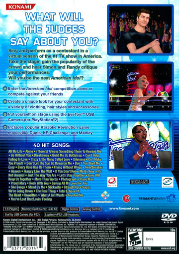 
Karaoke Revolution Presents: American Idol - Encore | PlayStation 2 | back cover 1 | Region: North America | Source: LaunchBox