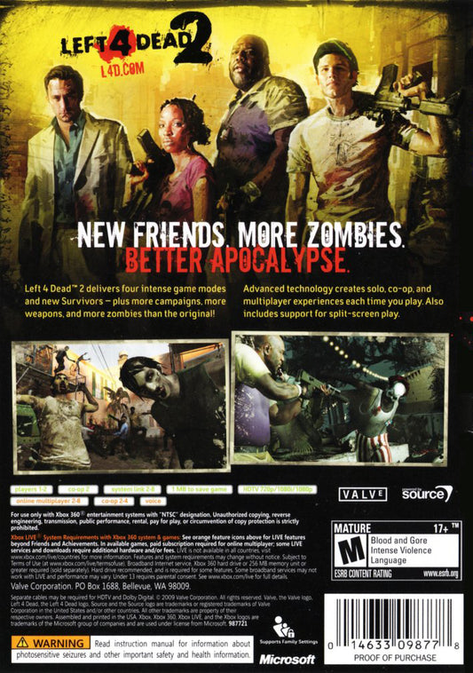 Left 4 Dead 2 | Xbox 360 | back cover 1 | region=North America | launchbox-3561e91979cb | source=LaunchBox