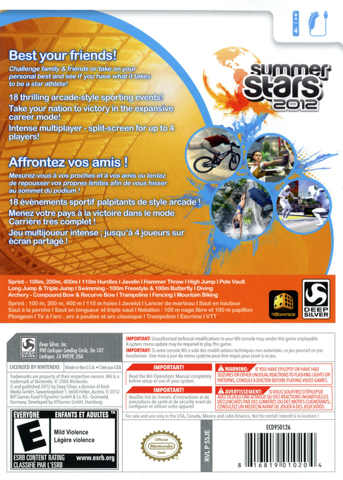 
Summer Stars 2012 | Wii | back cover 1