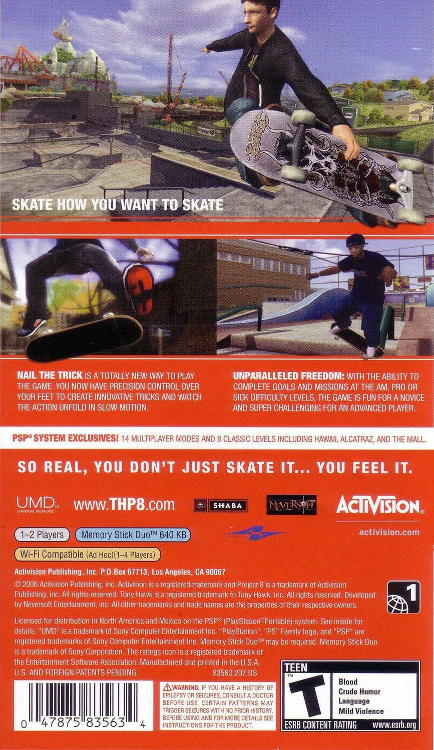 
Tony Hawk's Project 8 | PSP | back cover 1