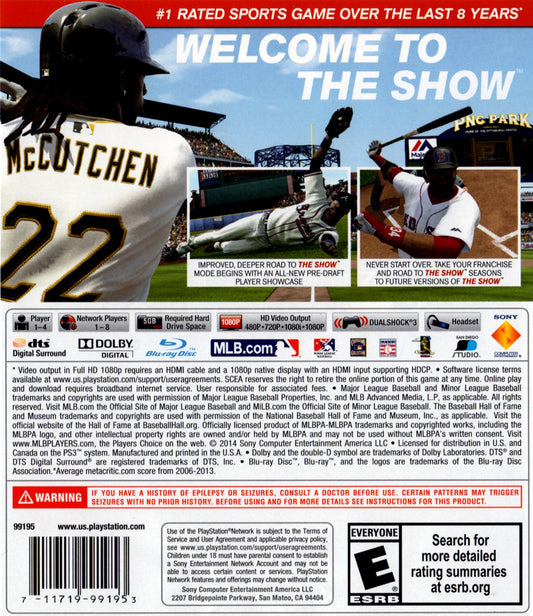 
MLB 14: The Show | PlayStation 3 | back cover 1 | Region: North America | Source: LaunchBox