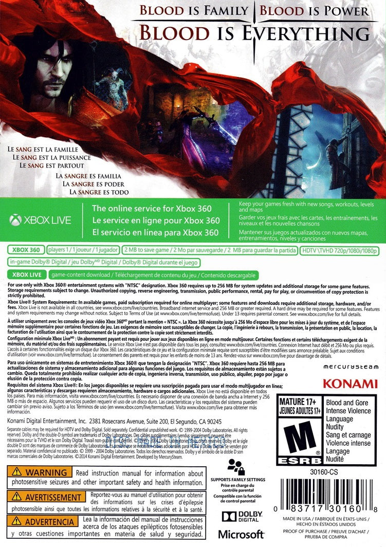 Castlevania: Lords of Shadow 2 | Xbox 360 | back cover 1 | Region: North America | Source: LaunchBox