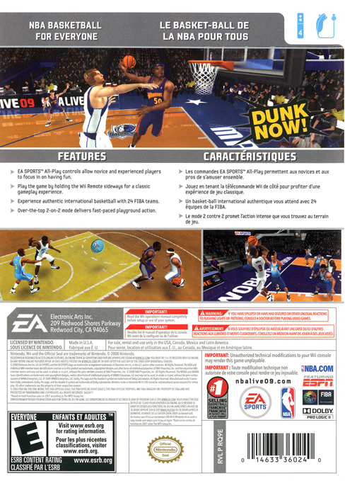 
NBA Live 09 All-Play | Wii | back cover 1