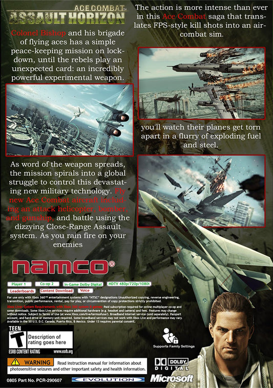
Ace Combat: Assault Horizon | Xbox 360 | back cover 1 | Region: North America | Source: LaunchBox